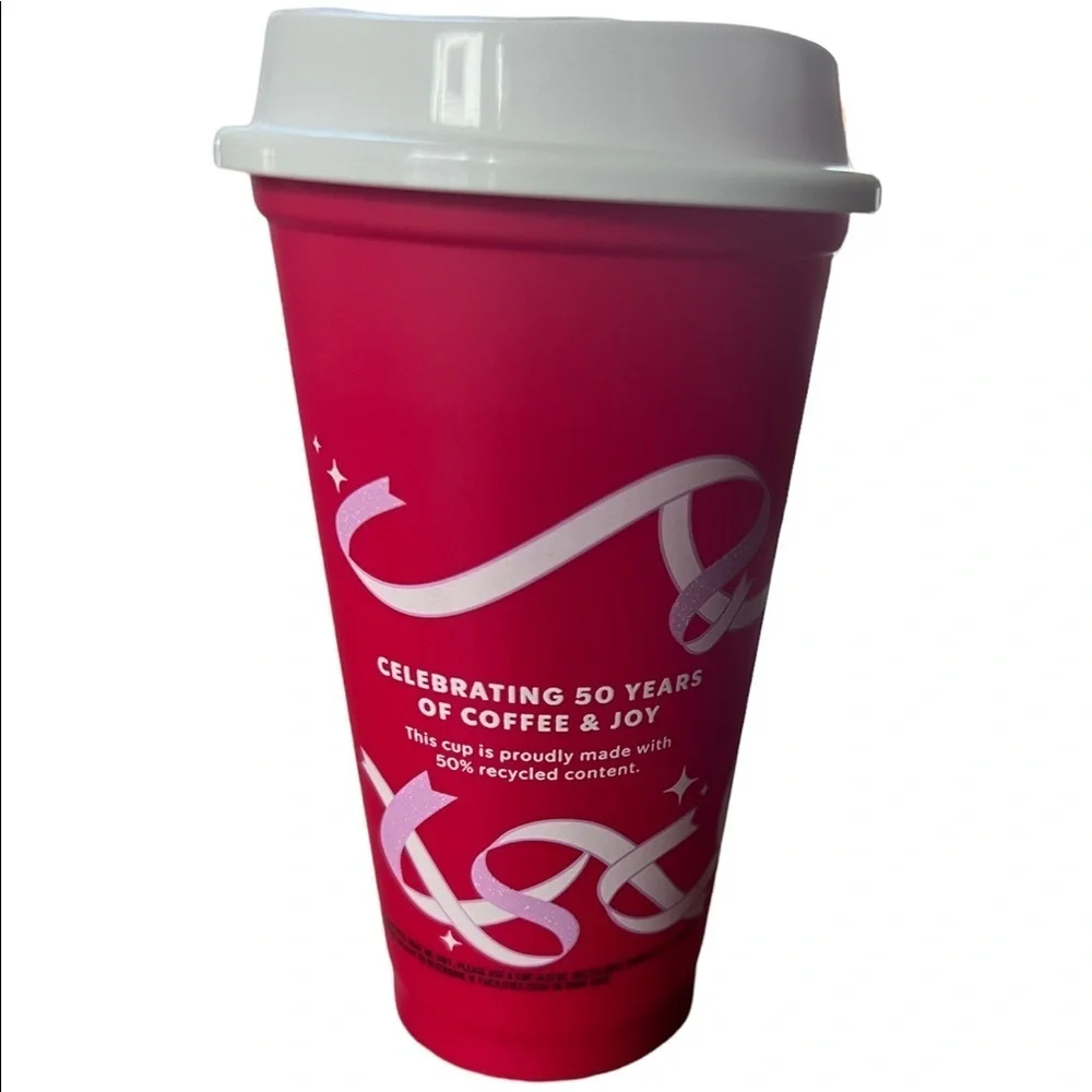 NEVER USED 2021 Starbucks Holiday Hard Plastic Reusable Coffee Cup 16 fl oz